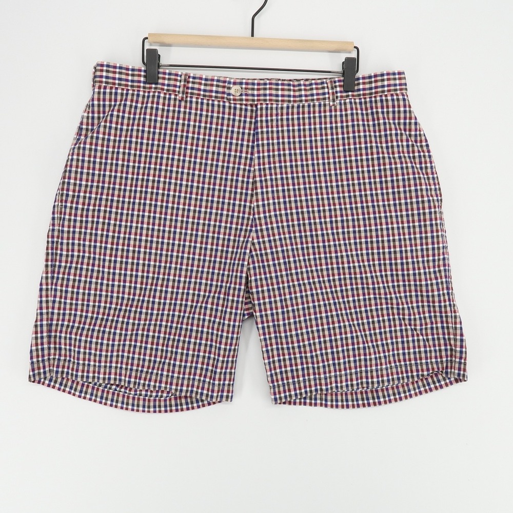 Peter Millar Shorts Mens 38 Red‎ Blue Check Plaid Classic Fit Golf Casual Cotton